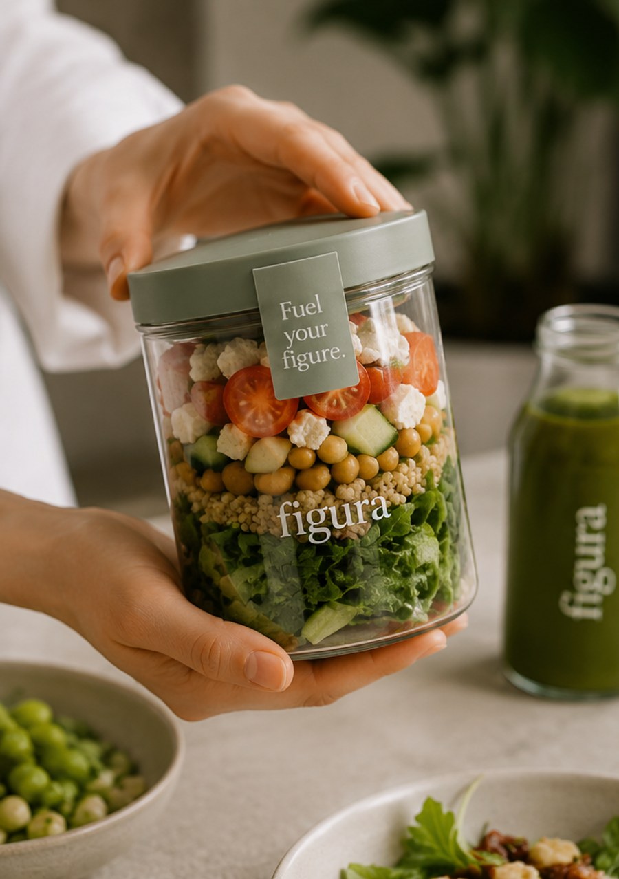 Hands holding a Figura salad jar