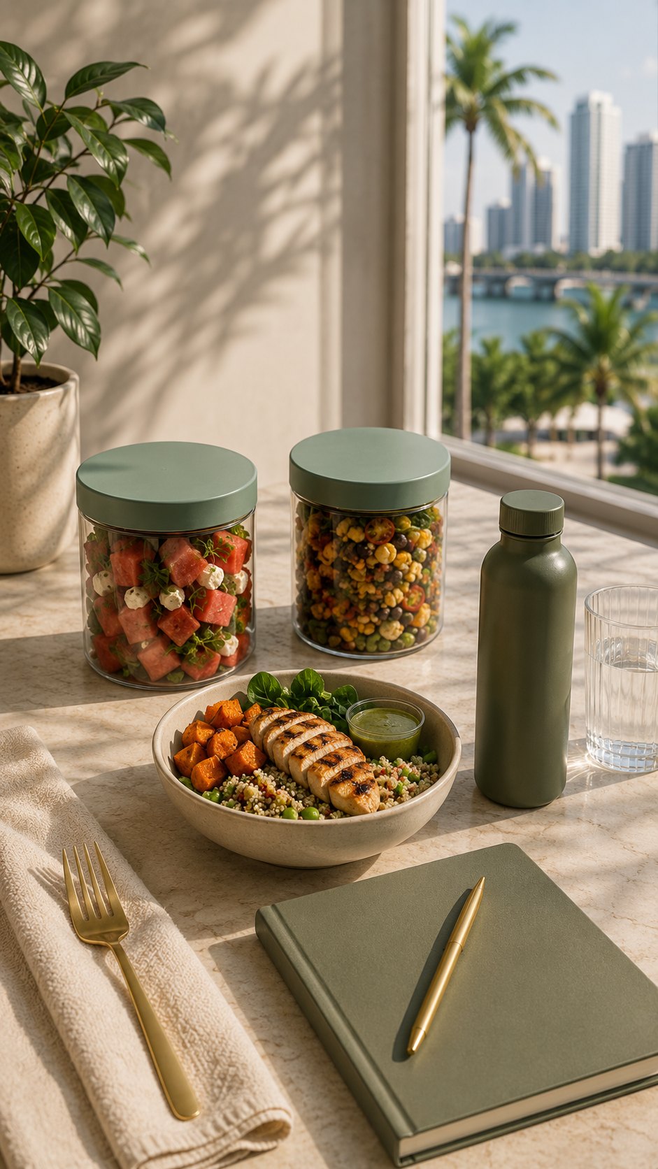 Figura jars of fresh food on a counter